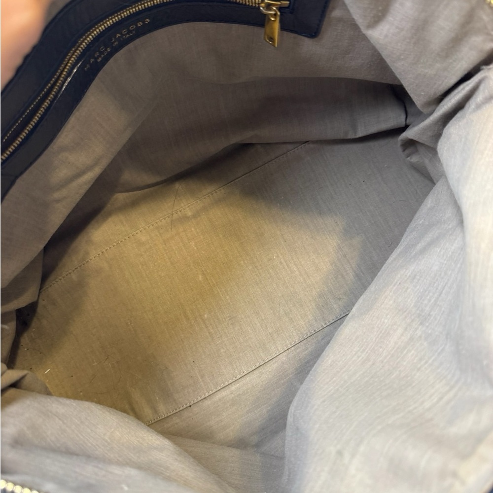 👜‎ Marc Jacobs Patchwork ‘Gennifer’ Navy Leather Chain Shoulder Bag XL Tote 👜 - Picture 12 of 16